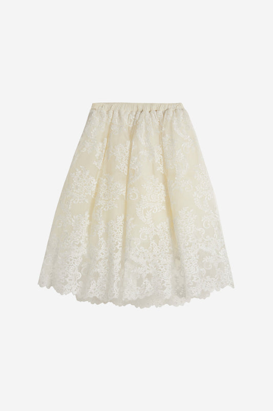 Elasticated Long Tutu Skirt With Lace Overlay