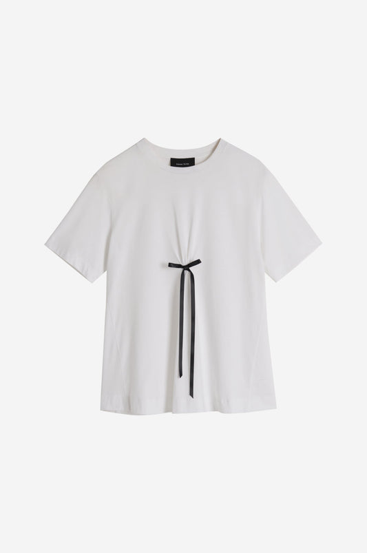 Short Sleeve A-Line T-Shirt With Bow Detail