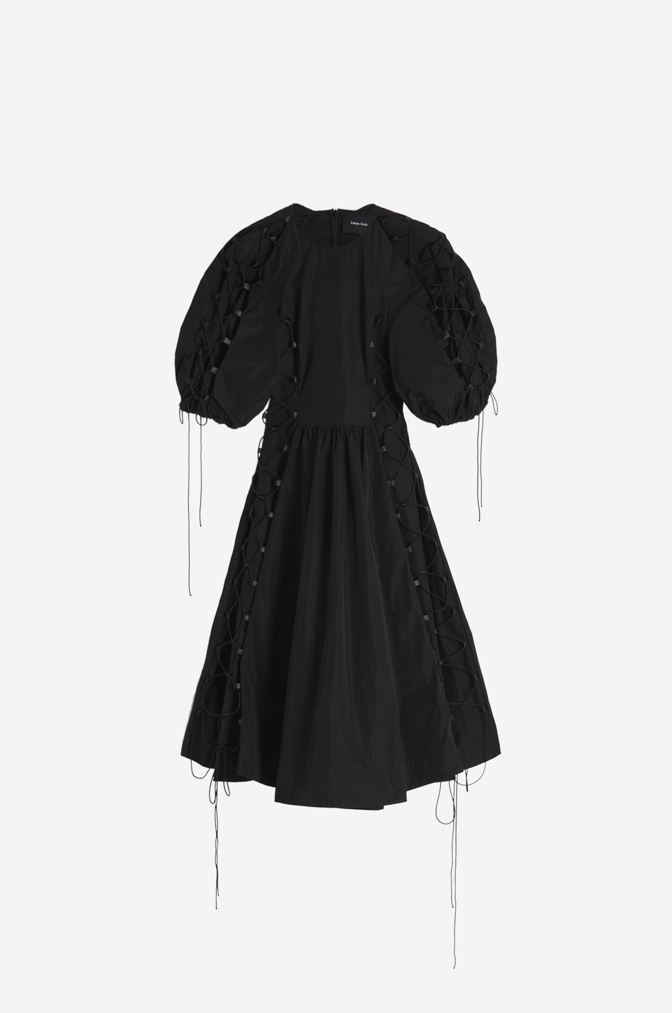 Puff Sleeve Fitted Dress With Lacing