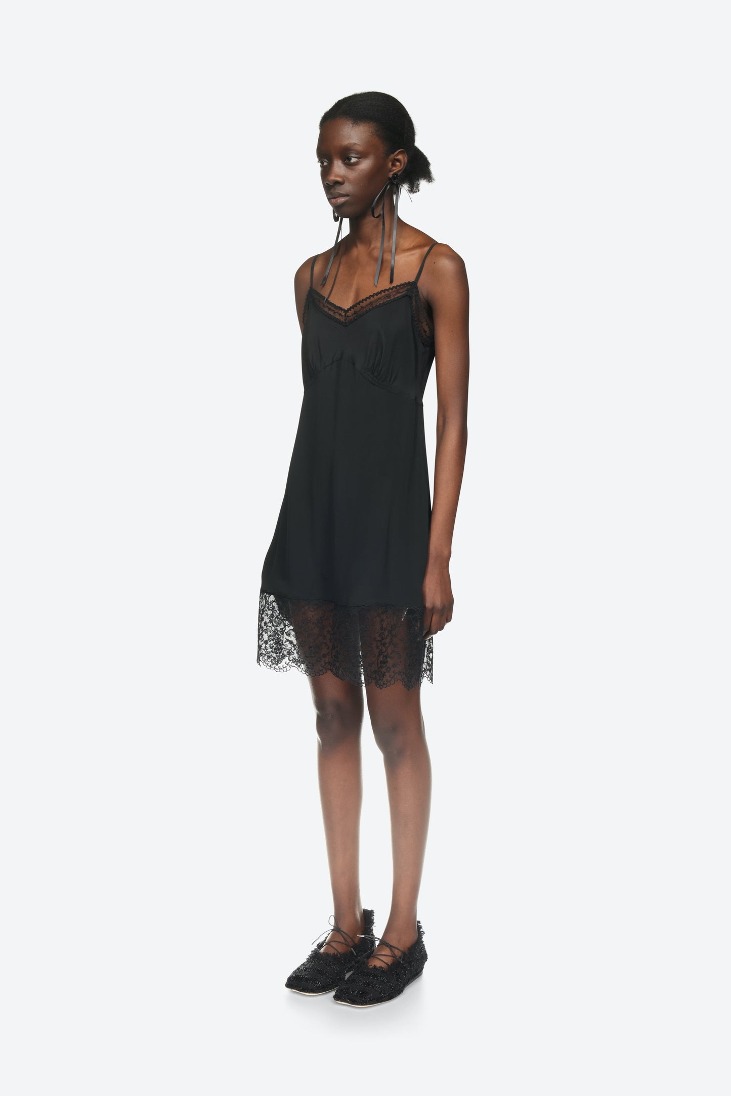 Deep Lace Trim Mini Slip Dress