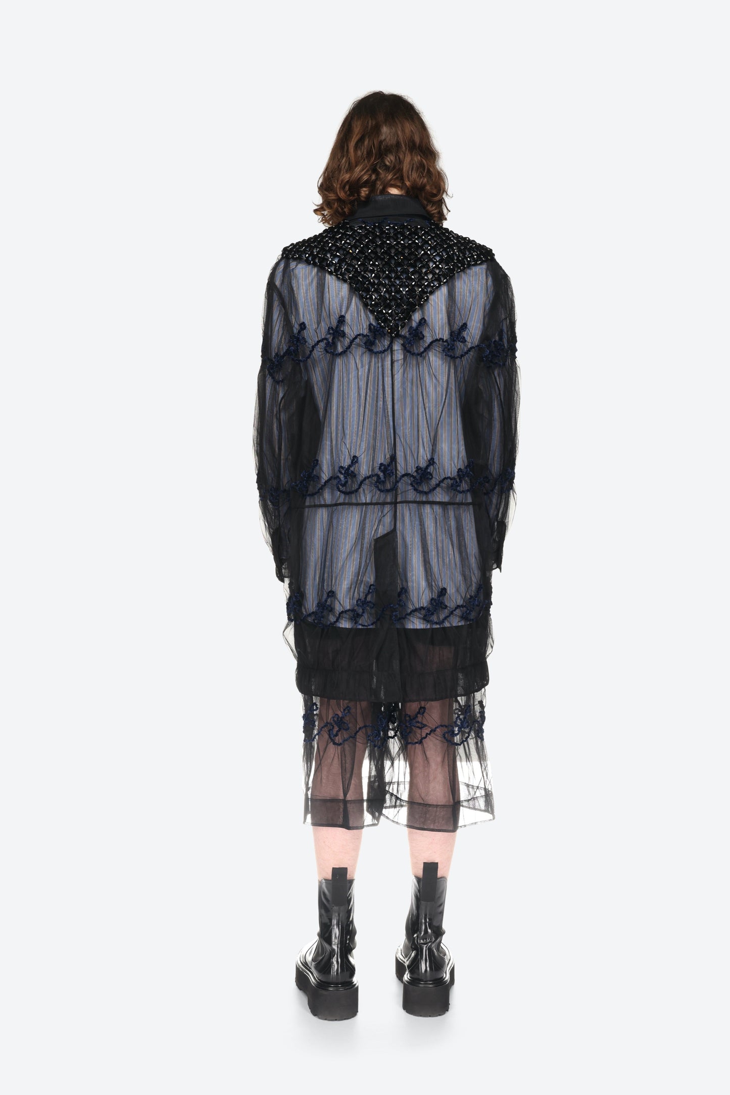 Embroidered Sheer Overcoat